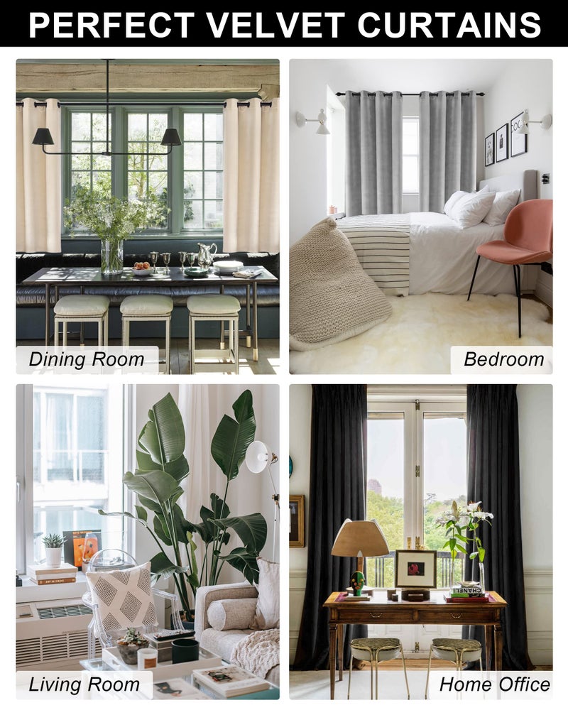 SNITIE Pink 96in Long Velvet Curtains with Grommet  Super Soft Thermal Insulated Noise Reducing Thick Light Filtering Velvet Drapes for Living Room and Bedroom  Set of 2 Panels  52 x 96 Inch Long - Image 2